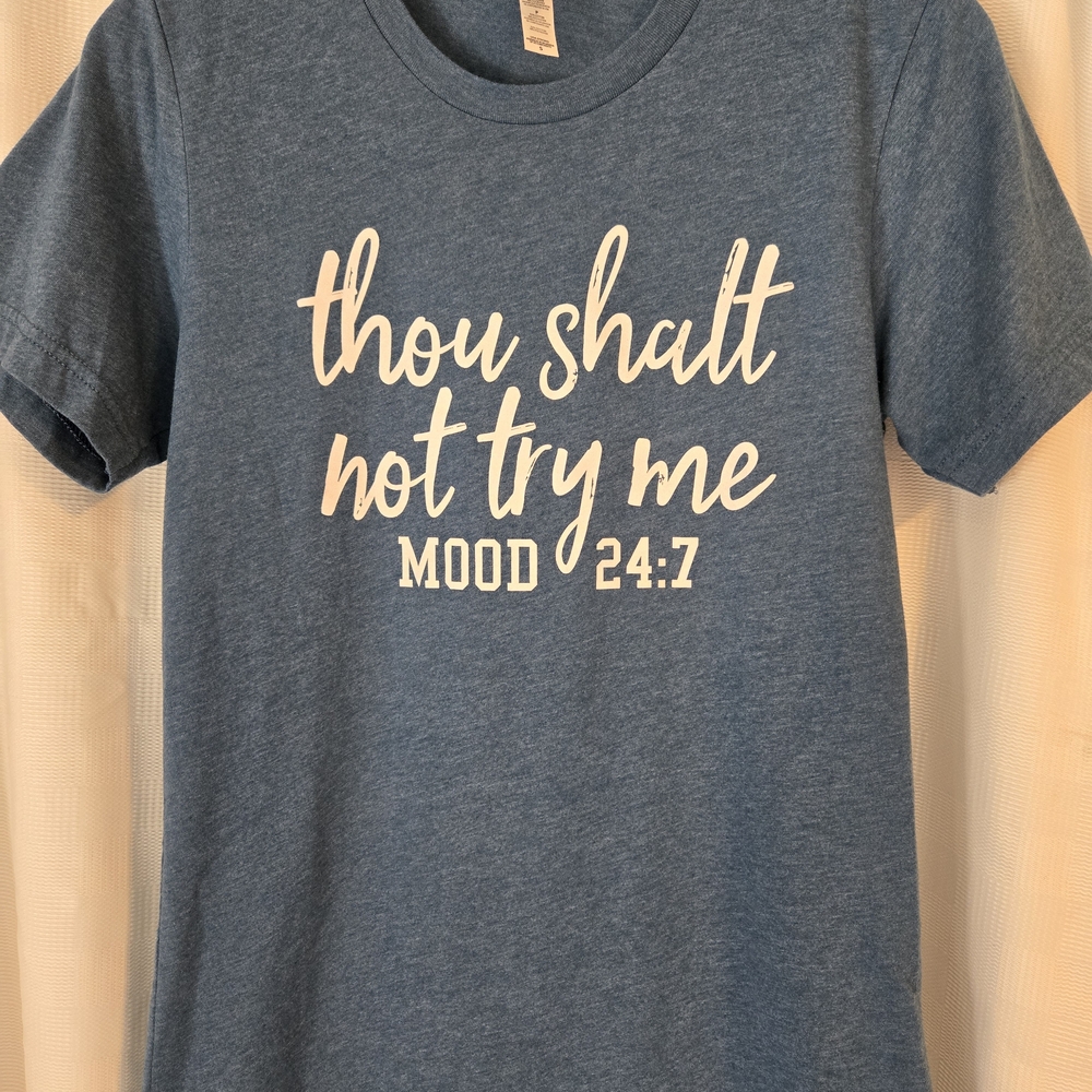 Bella Canvas Heather Blue Tee with White Script